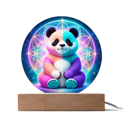 Cotton Candy Panda | Acrylic Round LED Plaque