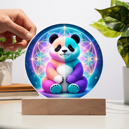 Cotton Candy Panda | Acrylic Round LED Plaque