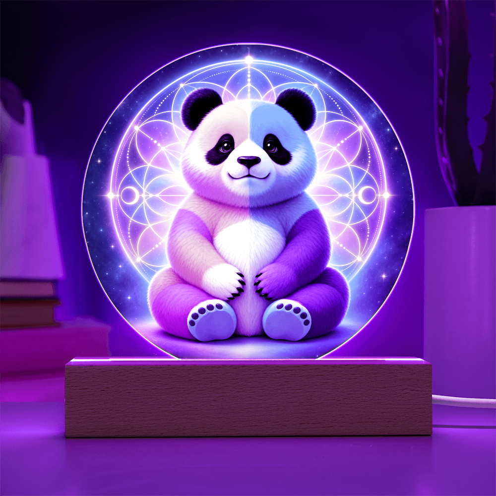 Cotton Candy Panda | Acrylic Round LED Plaque