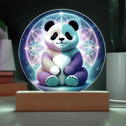 Cotton Candy Panda | Acrylic Round LED Plaque