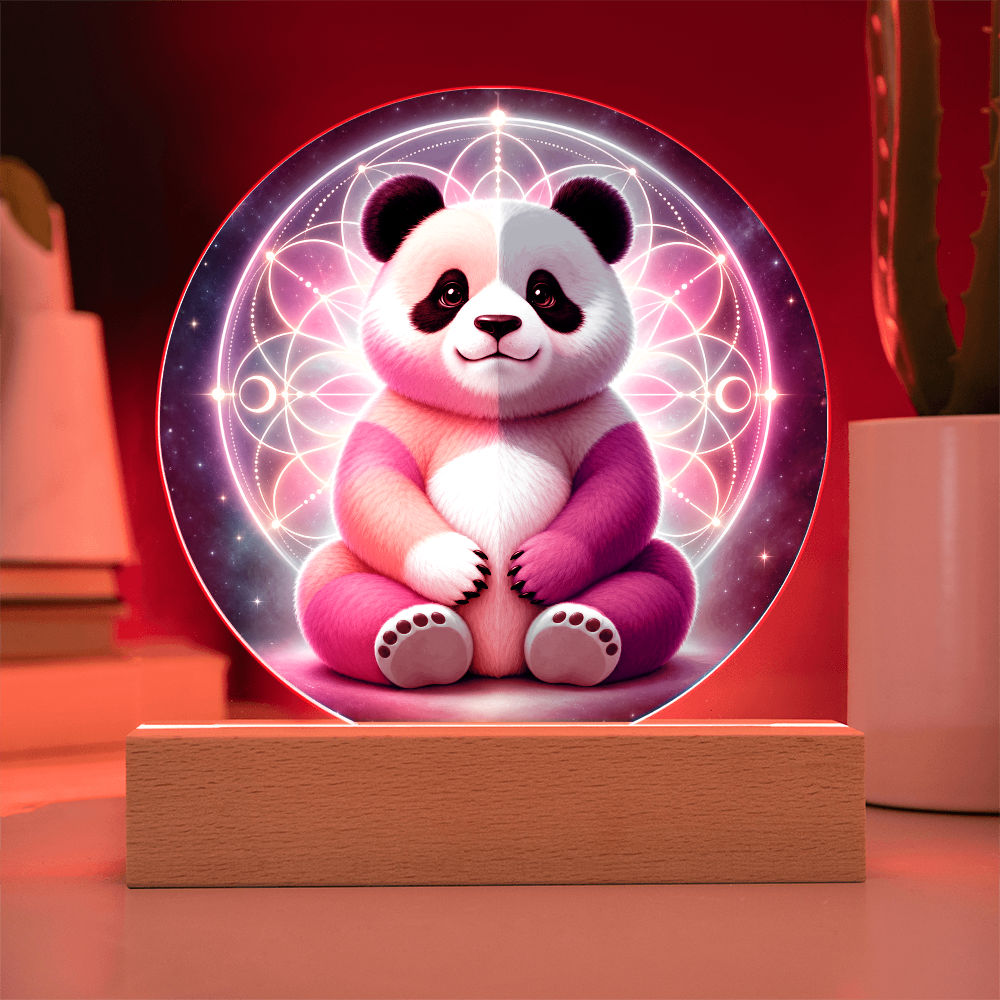 Cotton Candy Panda | Acrylic Round LED Plaque