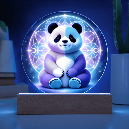 Cotton Candy Panda | Acrylic Round LED Plaque