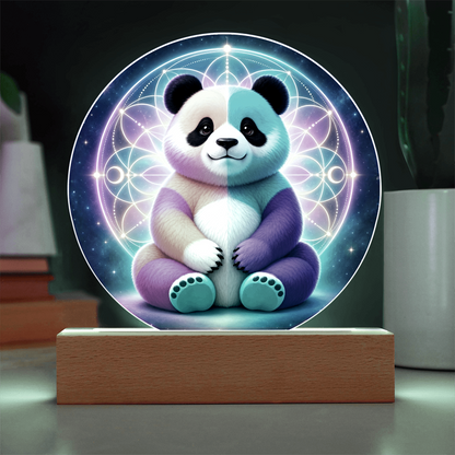 Cotton Candy Panda | Acrylic Round LED Plaque
