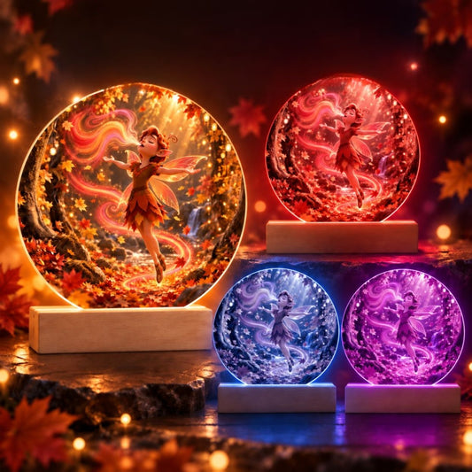 Autumn Fairy Glow Acrylic Circle Plaque - variant_color - variant_size - variant_option