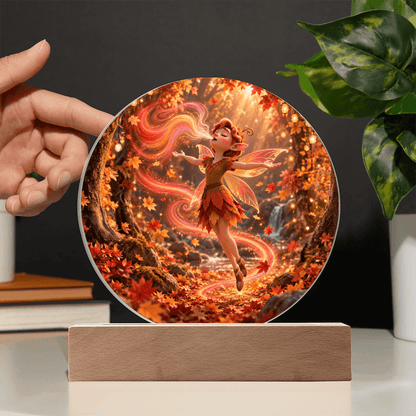 Autumn Fairy Glow Acrylic Circle Plaque - variant_color - variant_size - variant_option