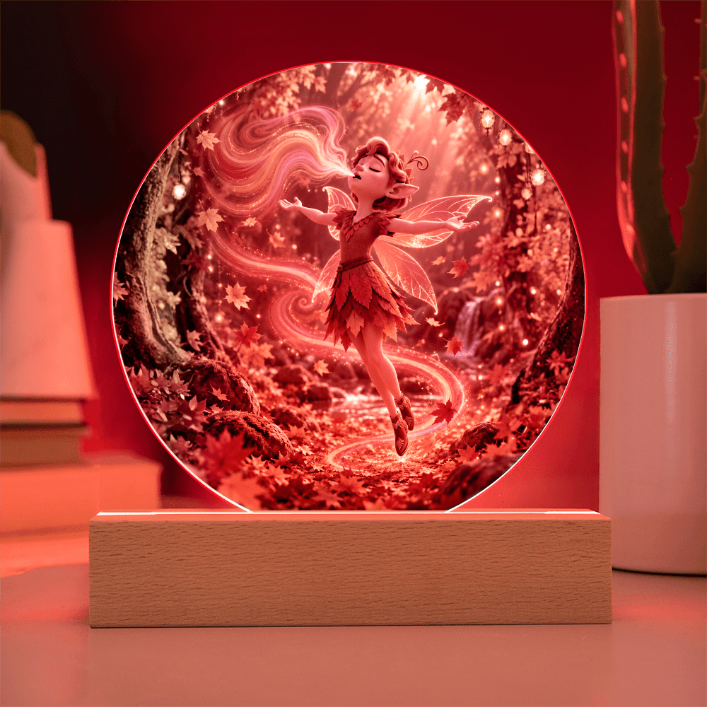 Autumn Fairy Glow Acrylic Circle Plaque - variant_color - variant_size - variant_option