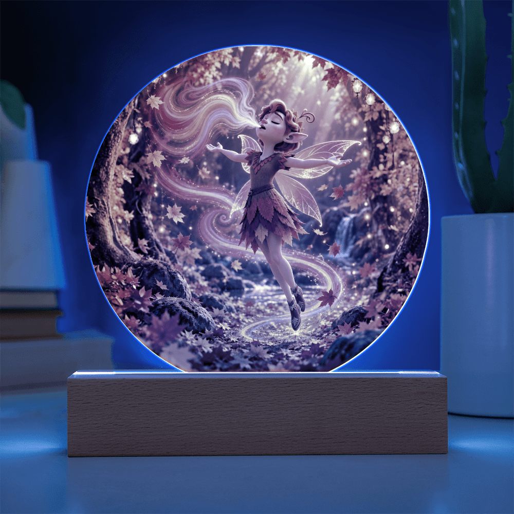 Autumn Fairy Glow Acrylic Circle Plaque - variant_color - variant_size - variant_option