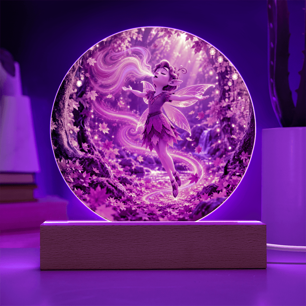 Autumn Fairy Glow Acrylic Circle Plaque - variant_color - variant_size - variant_option