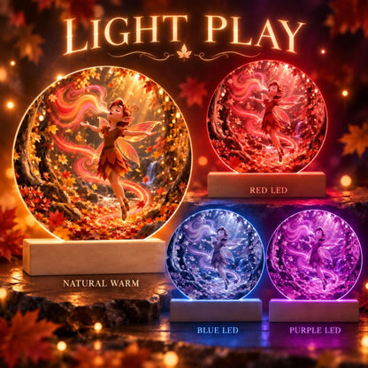 Autumn Fairy Glow Acrylic Circle Plaque - variant_color - variant_size - variant_option