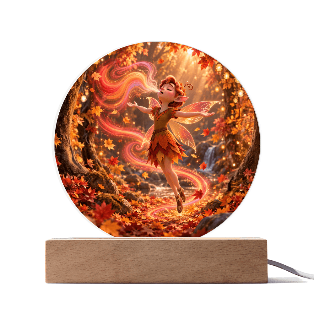 Autumn Fairy Glow Acrylic Circle Plaque - variant_color - variant_size - variant_option