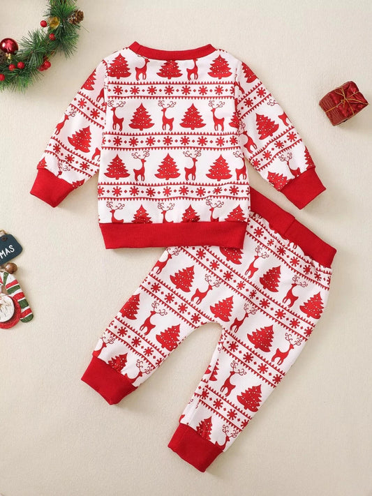 Baby's Nordic Winter | Reindeer & Tree Print | Children's Christmas Pajama Set | 3M-3Y - #variant_color# - #variant_size# - #variant_option#