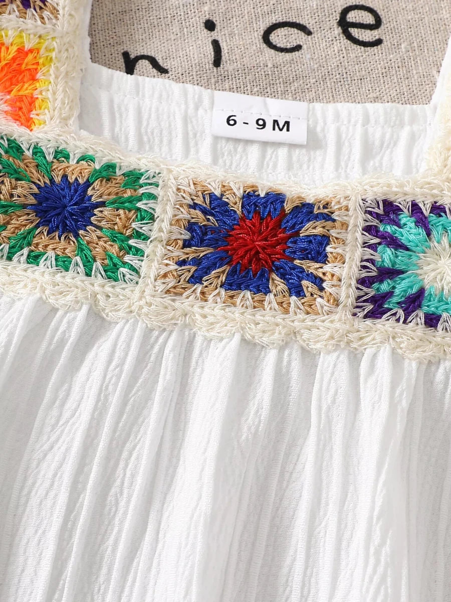 Boho Children's Crochet Trimmed Top and Pants Set - variant_color - variant_size - variant_option