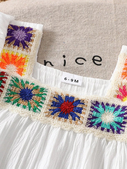 Boho Children's Crochet Trimmed Top and Pants Set - variant_color - variant_size - variant_option