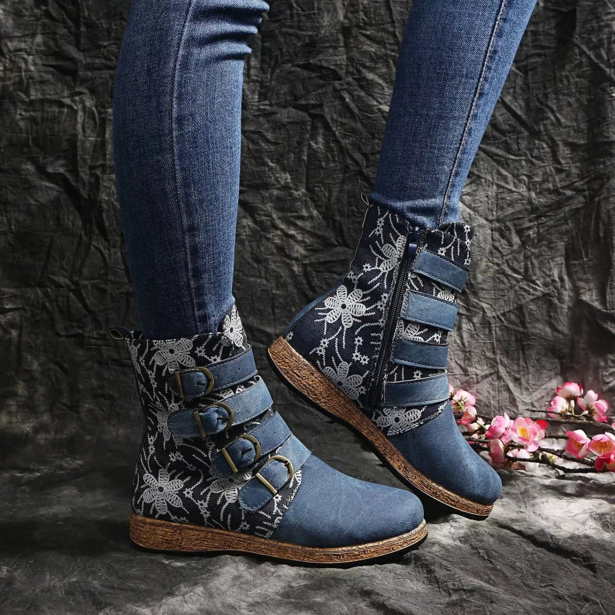 Boho Embroidered Round Toe Boots - variant_color - variant_size - variant_option