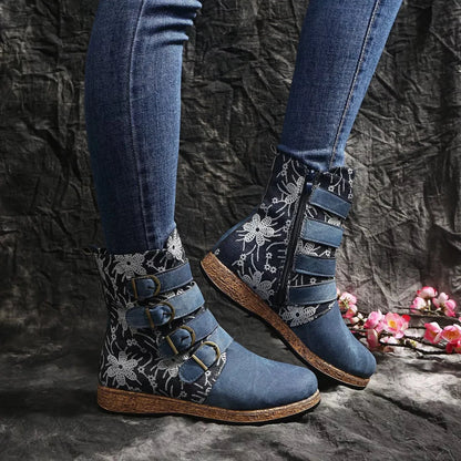 Boho Embroidered Round Toe Boots - variant_color - variant_size - variant_option