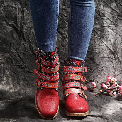 Boho Embroidered Round Toe Boots - variant_color - variant_size - variant_option