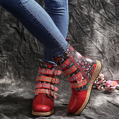 Boho Embroidered Round Toe Boots - variant_color - variant_size - variant_option