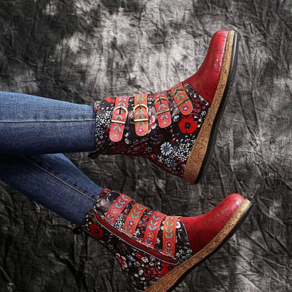 Boho Embroidered Round Toe Boots - variant_color - variant_size - variant_option