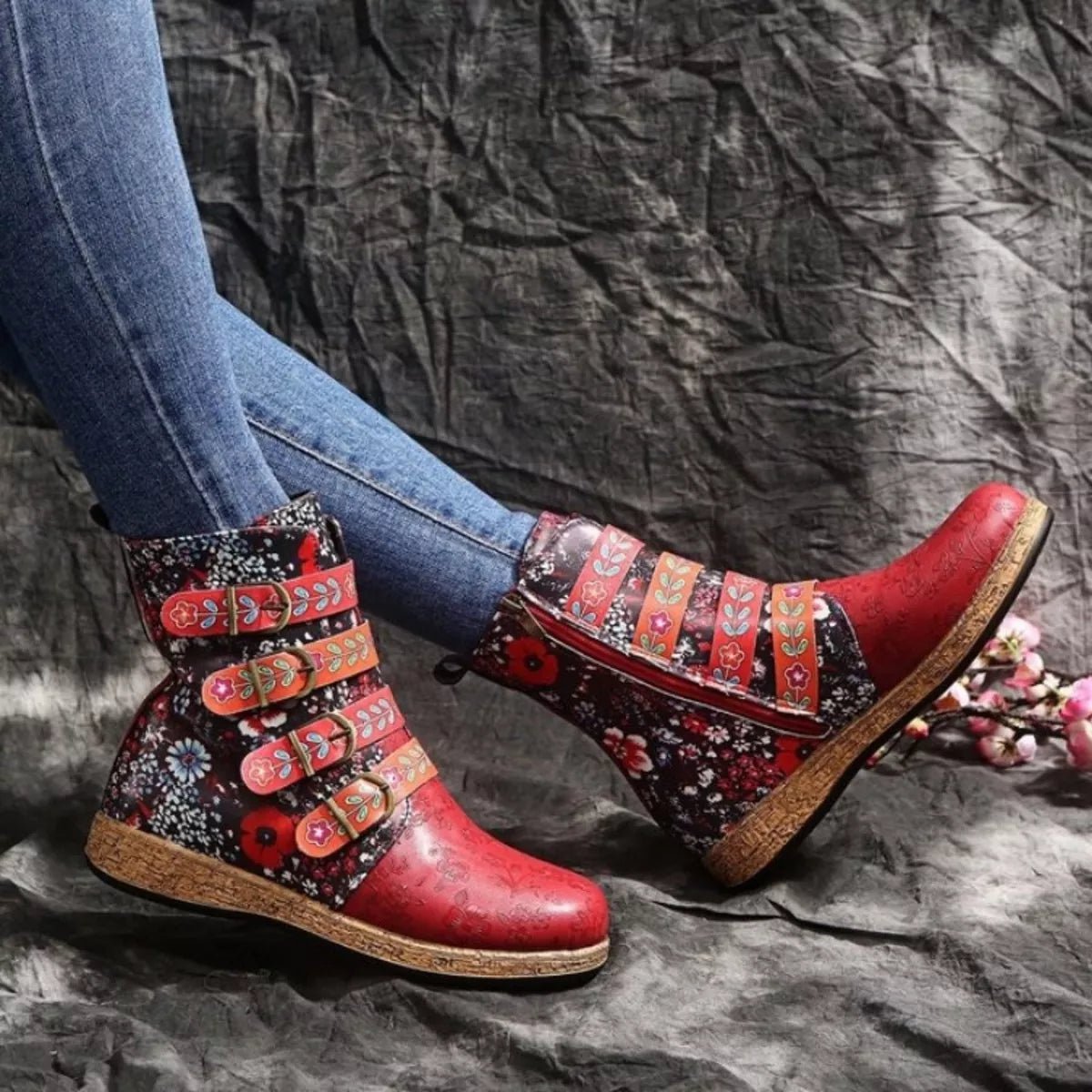 Boho Embroidered Round Toe Boots - variant_color - variant_size - variant_option