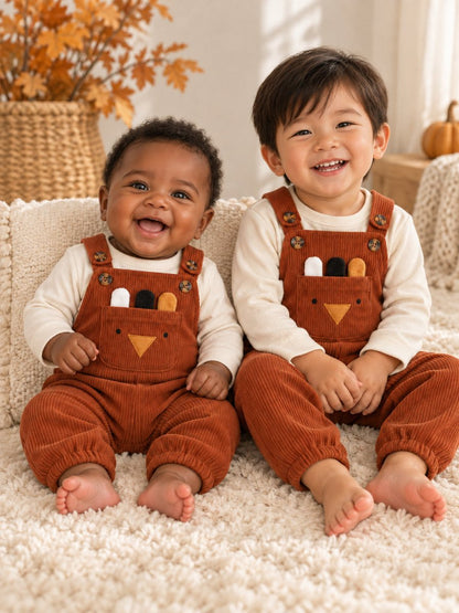 Children's Cartoon Pocket Corduroy Overalls - #variant_color# - #variant_size# - #variant_option#