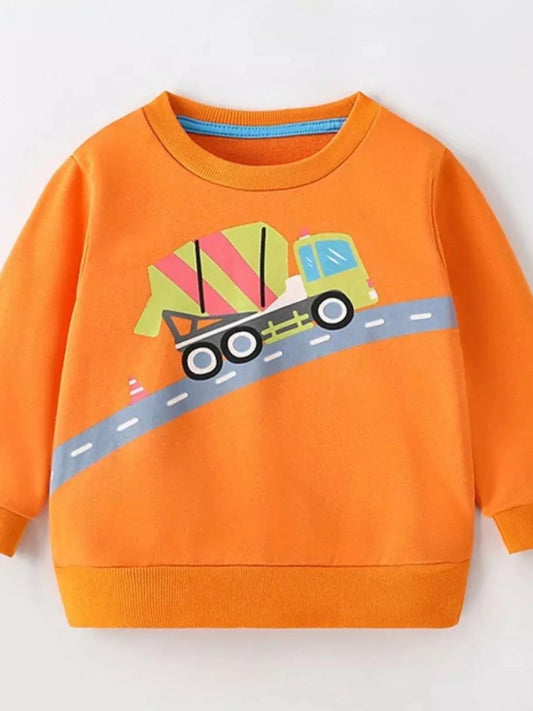 Children's Colorful Car Crew Neck Sweatshirt | 3Y-8Y - variant_color - variant_size - variant_option