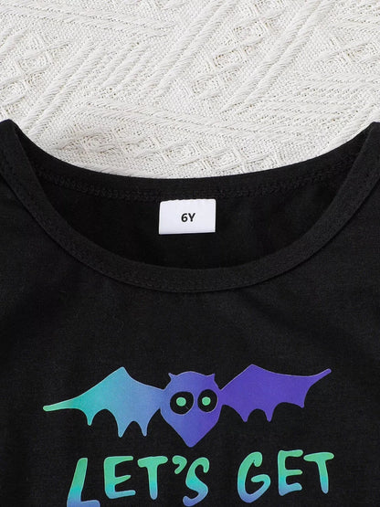 Children's Halloween Bat Print Hooded Cape and Tulle Dress Set | 2Y-6Y - variant_color - variant_size - variant_option