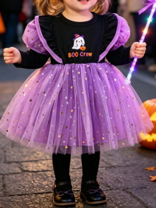 Children's Halloween 'BOO Crew' Ghost Graphic Tulle Tutu Dress | 6M-4Y - variant_color - variant_size - variant_option