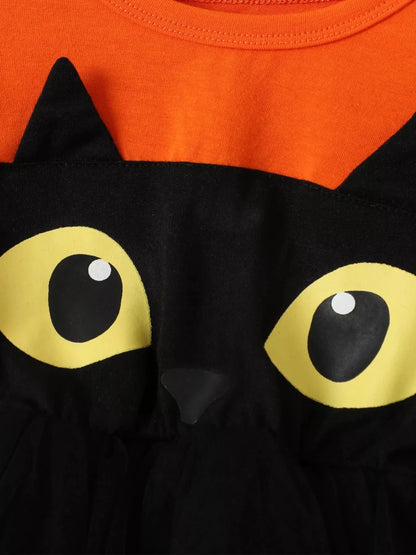 Children's Halloween Cat Eye Ruffle Tulle Dress | 2T-6T - variant_color - variant_size - variant_option