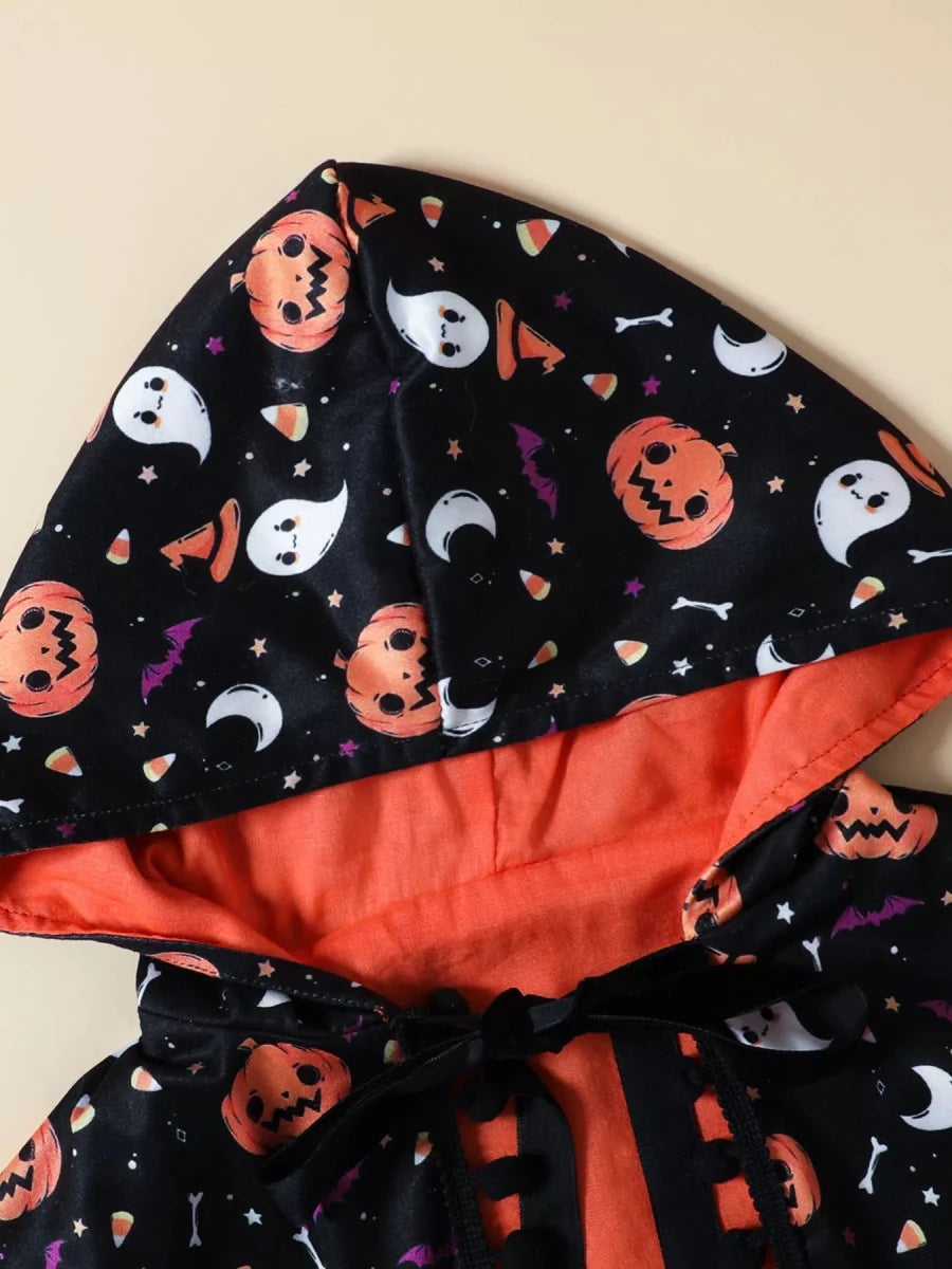 Children's Halloween Ghost Dress and Hooded Cape Set - variant_color - variant_size - variant_option