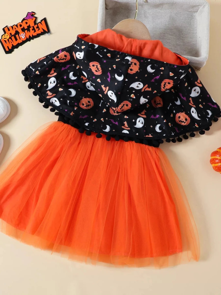 Children's Halloween Ghost Dress and Hooded Cape Set - variant_color - variant_size - variant_option