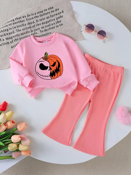 Children's Halloween Graphic Sweatshirt and Flare Pants Set | 6M-5Y - variant_color - variant_size - variant_option