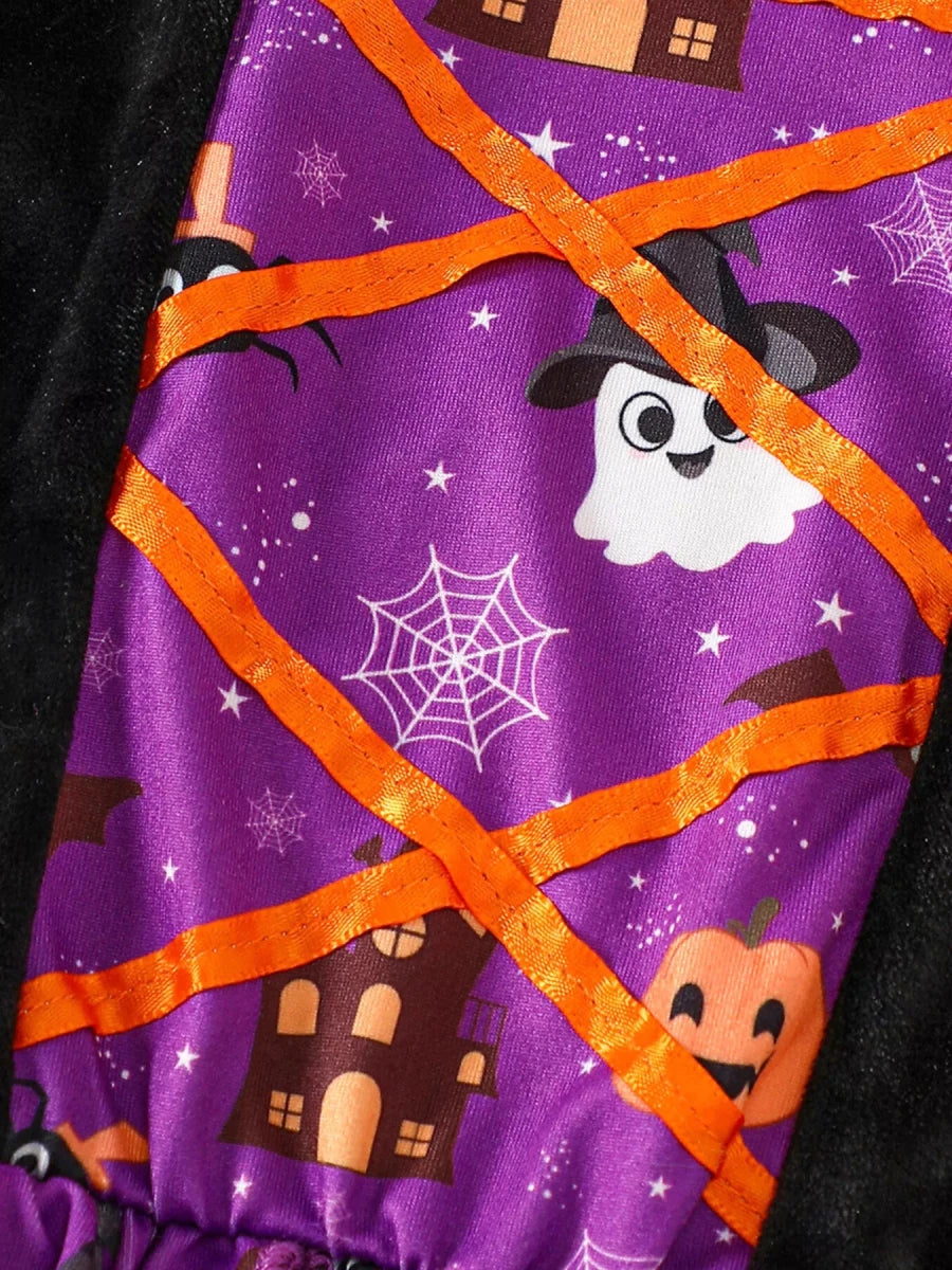 Children's Halloween Hooded Cape and Printed Dress Witch Costume Set | 18M-6Y - variant_color - variant_size - variant_option