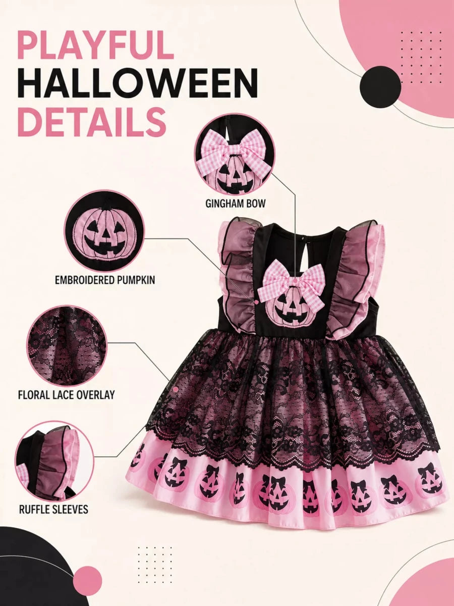 Children's Halloween Lolita Style Pumpkin Print Dress | 12M-5Y - variant_color - variant_size - variant_option