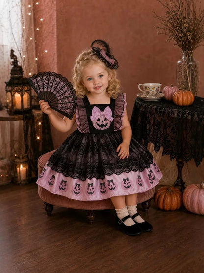 Children's Halloween Lolita Style Pumpkin Print Dress | 12M-5Y - variant_color - variant_size - variant_option