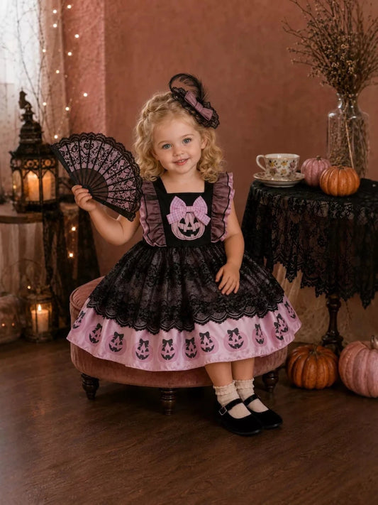 Children's Halloween Lolita Style Pumpkin Print Dress | 12M-5Y - variant_color - variant_size - variant_option
