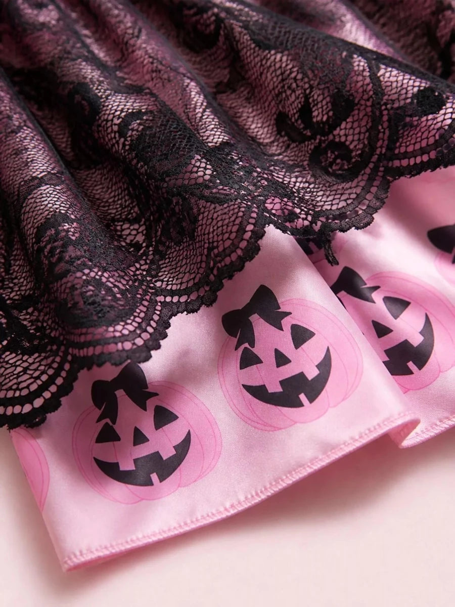 Children's Halloween Lolita Style Pumpkin Print Dress | 12M-5Y - variant_color - variant_size - variant_option