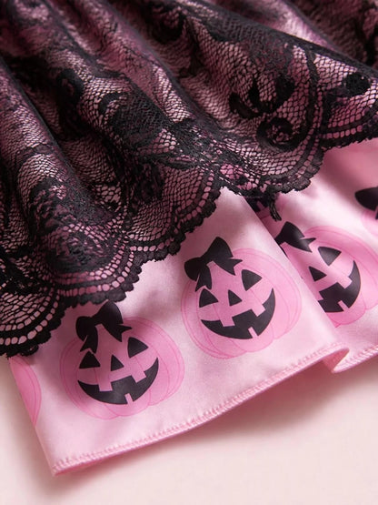 Children's Halloween Lolita Style Pumpkin Print Dress | 12M-5Y - variant_color - variant_size - variant_option