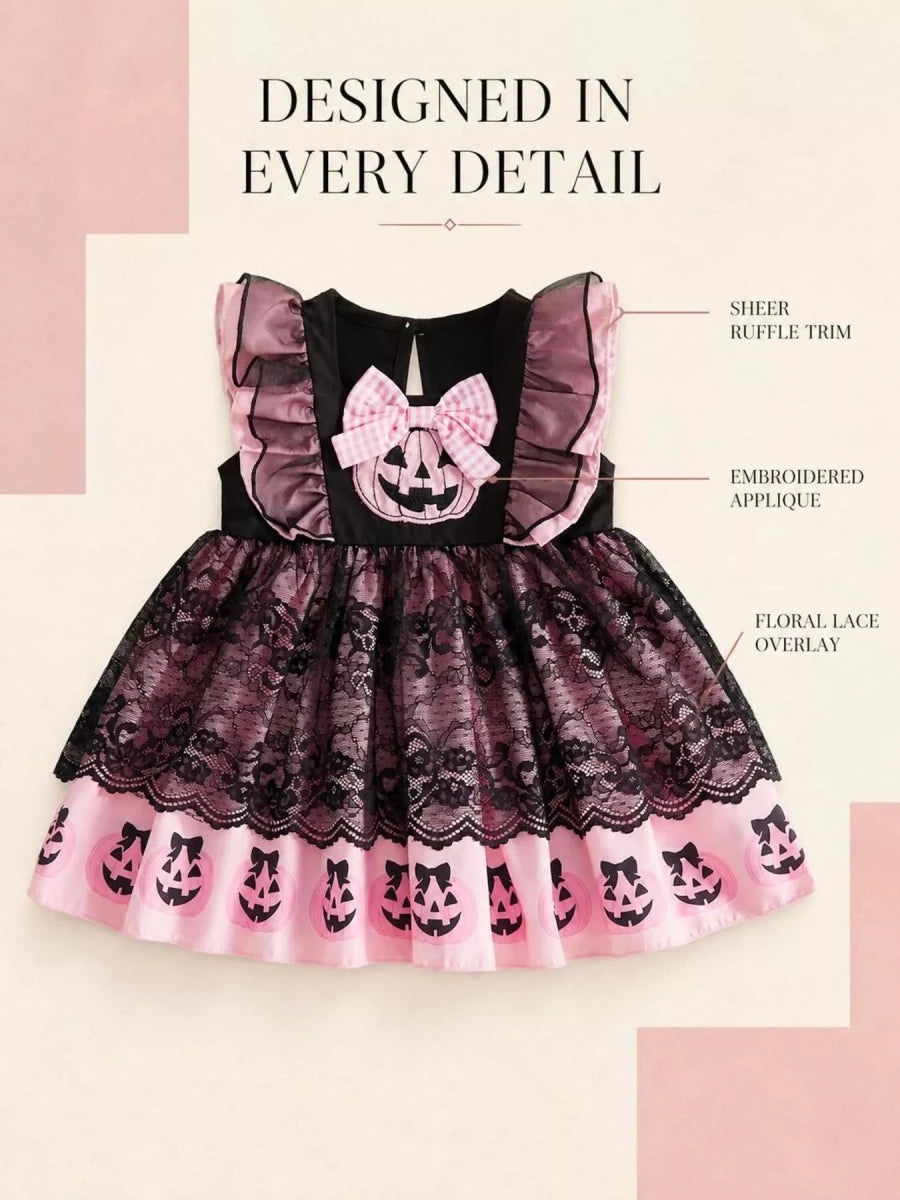 Children's Halloween Lolita Style Pumpkin Print Dress | 12M-5Y - variant_color - variant_size - variant_option