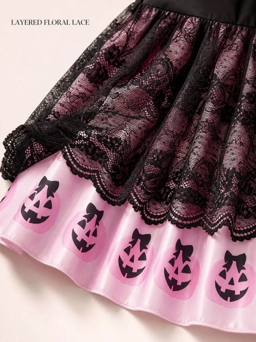 Children's Halloween Lolita Style Pumpkin Print Dress | 12M-5Y - variant_color - variant_size - variant_option
