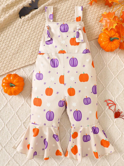 Children's Halloween Pumpkin Print Bell-Bottom Jumpsuit | 6M-4Y - variant_color - variant_size - variant_option