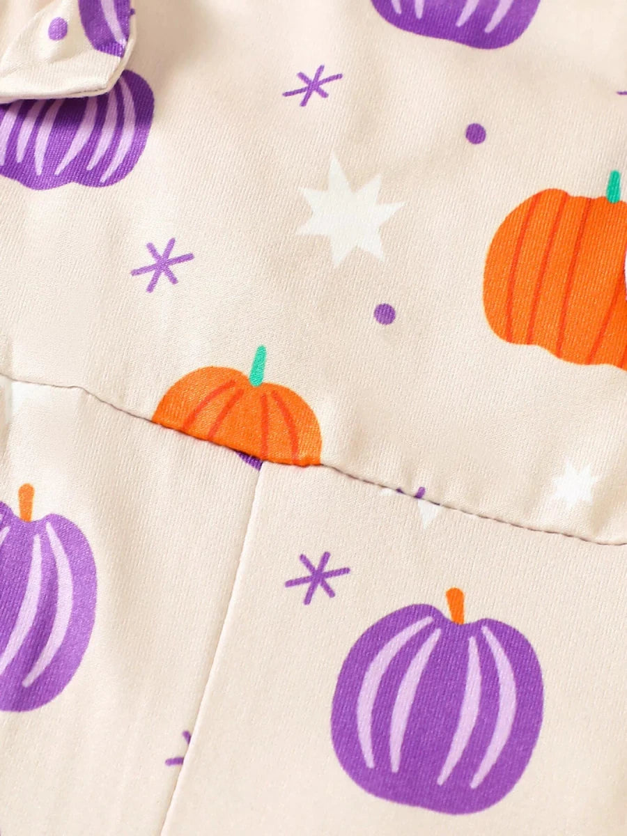 Children's Halloween Pumpkin Print Bell-Bottom Jumpsuit | 6M-4Y - variant_color - variant_size - variant_option