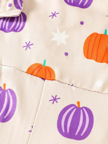 Children's Halloween Pumpkin Print Bell-Bottom Jumpsuit | 6M-4Y - variant_color - variant_size - variant_option