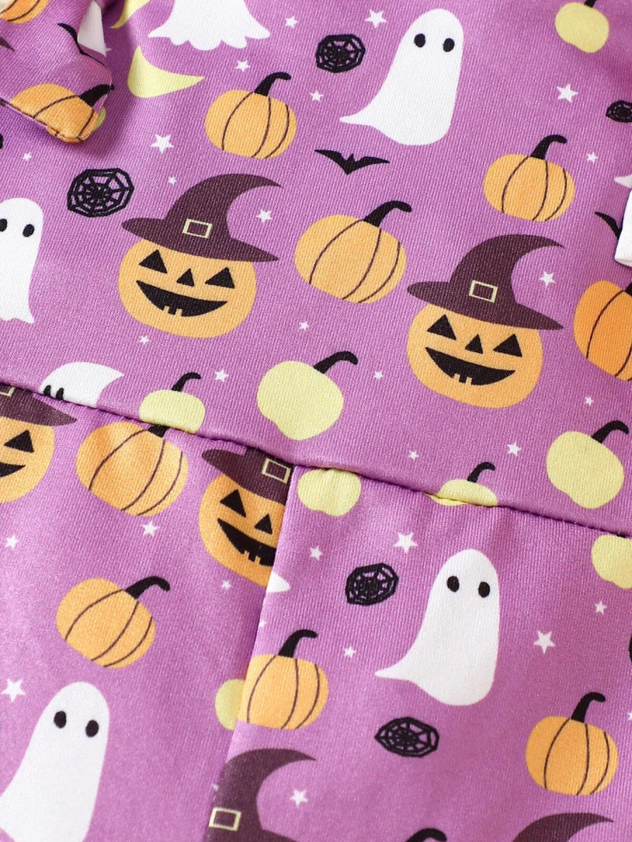 Children's Halloween Pumpkin Print Bell-Bottom Jumpsuit | 6M-4Y - variant_color - variant_size - variant_option