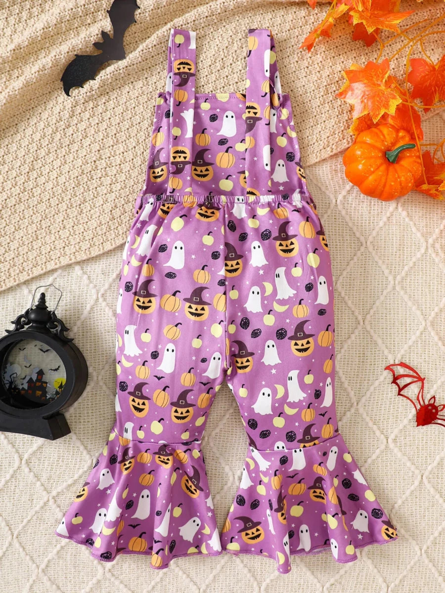 Children's Halloween Pumpkin Print Bell-Bottom Jumpsuit | 6M-4Y - variant_color - variant_size - variant_option