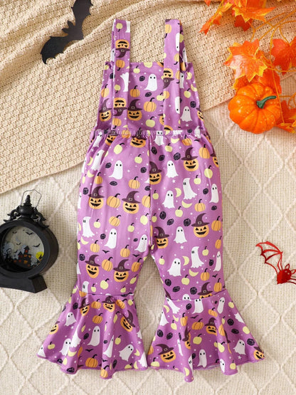 Children's Halloween Pumpkin Print Bell-Bottom Jumpsuit | 6M-4Y - variant_color - variant_size - variant_option