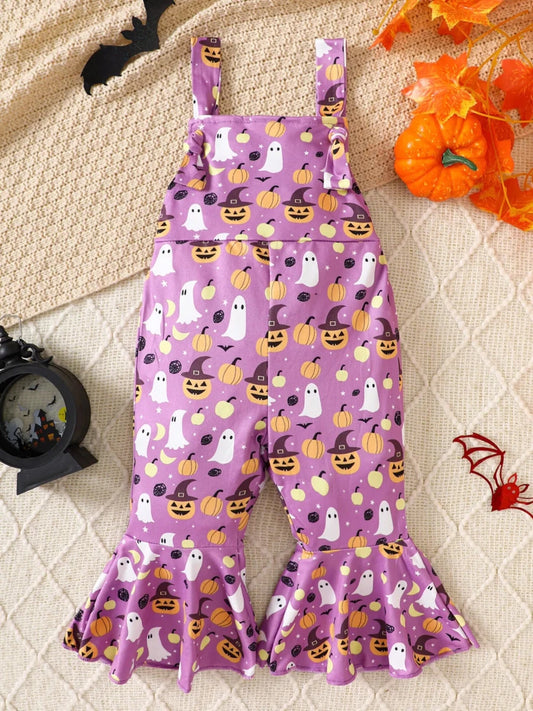 Children's Halloween Pumpkin Print Bell-Bottom Jumpsuit | 6M-4Y - variant_color - variant_size - variant_option