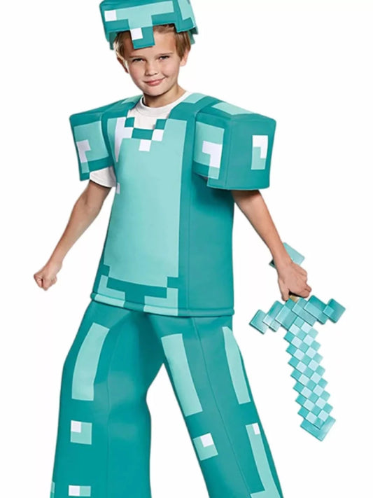 Children's Minecraft Pixelated Print Costume Set - #variant_color# - #variant_size# - #variant_option#