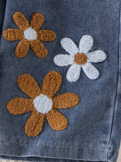 Children's Round Neck Top and Flower Jeans Set | 6M-3Y - variant_color - variant_size - variant_option