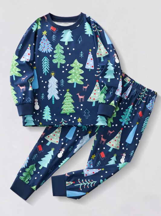 Christmas French Tree Night | Children's Christmas Pajama Set | 3Y-8Y - #variant_color# - #variant_size# - #variant_option#