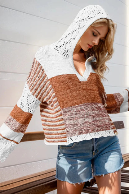 Cocoa Cloud Openwork Hooded Sweater - variant_color - variant_size - variant_option